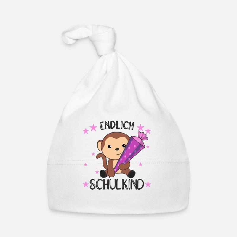 endlich Schulkind Einschulung Schule Affe Baby Bio-Mütze