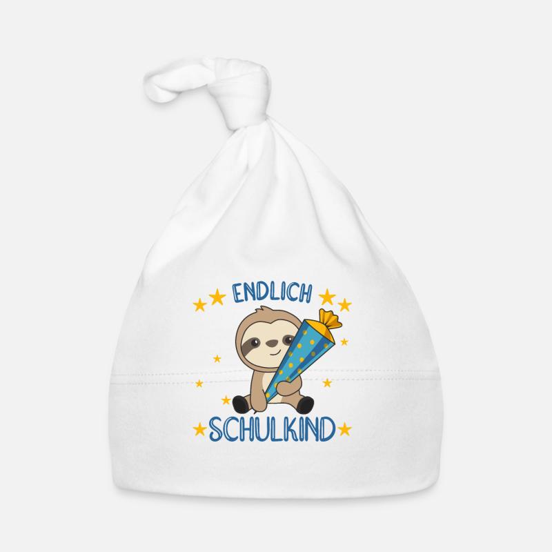 endlich Schulkind Einschulung Schule Faultier Baby Bio-Mütze