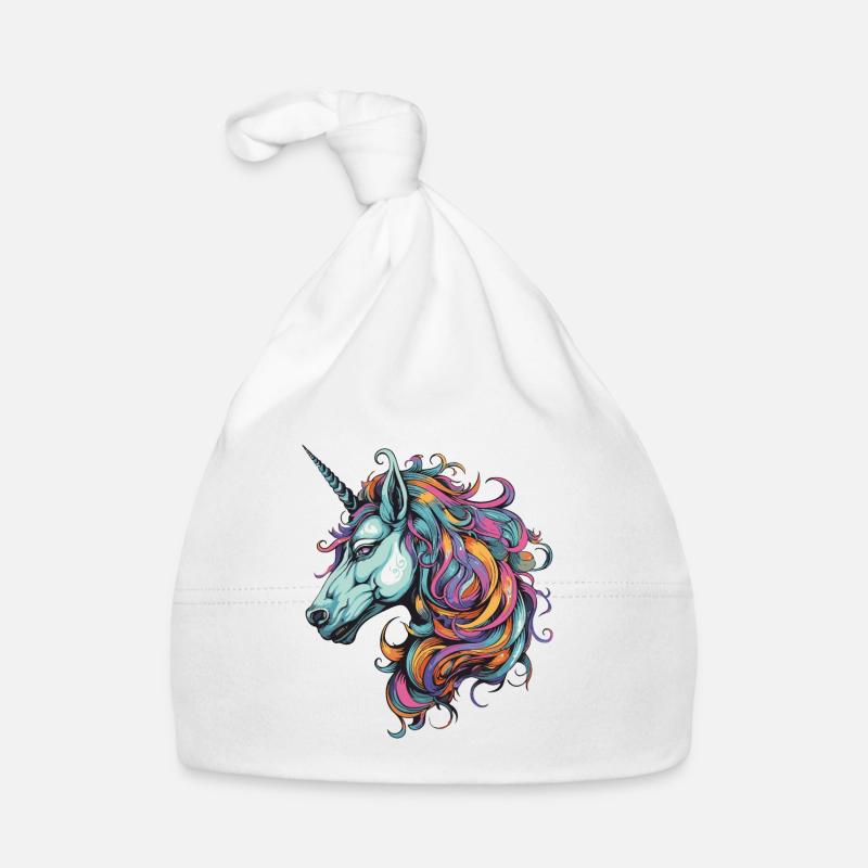 Einhorn Portrait Baby Bio-Mütze