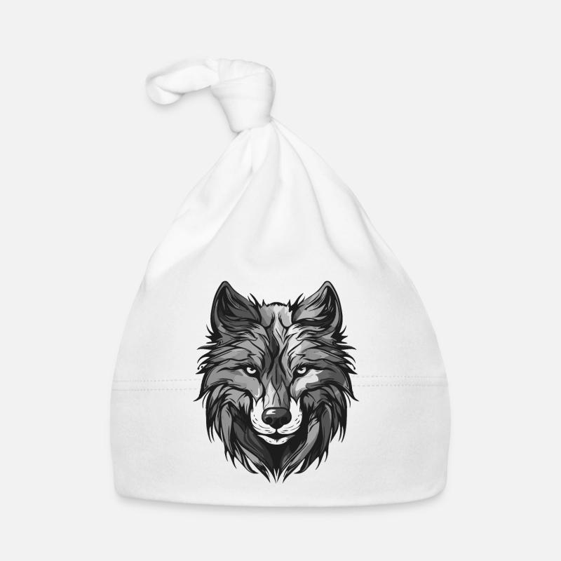 Portrait de loup Animal Bonnet bio Bébé