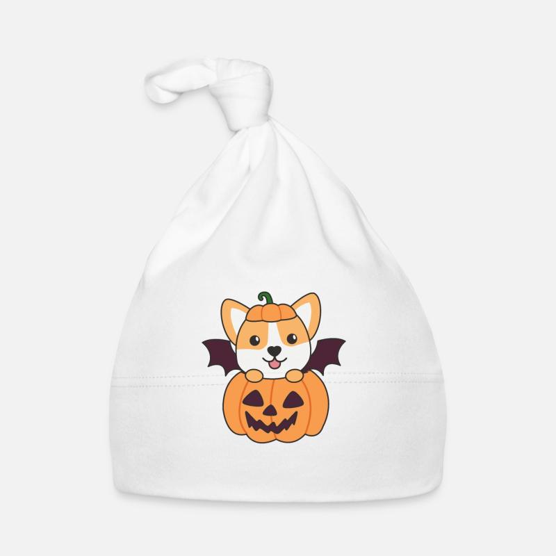 Corgi Happy Halloween Pumpkin Bat Bonnet bio Bébé