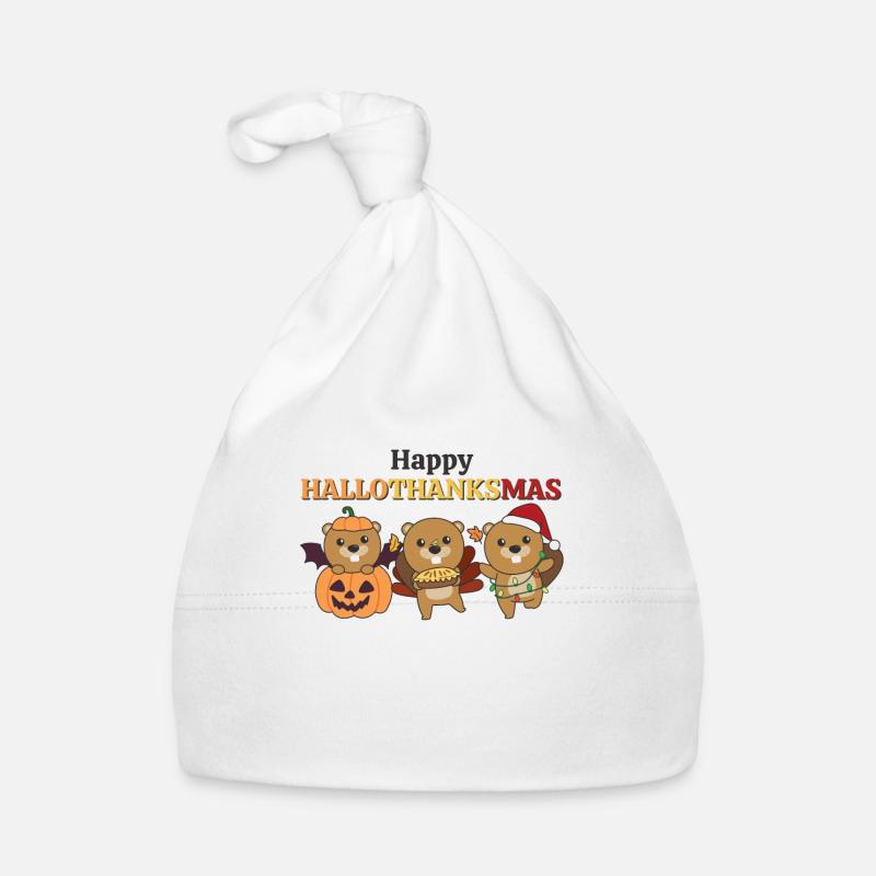 Happy Hallothanksmas Biber Weihnachts Bibern Baby Bio-Mütze