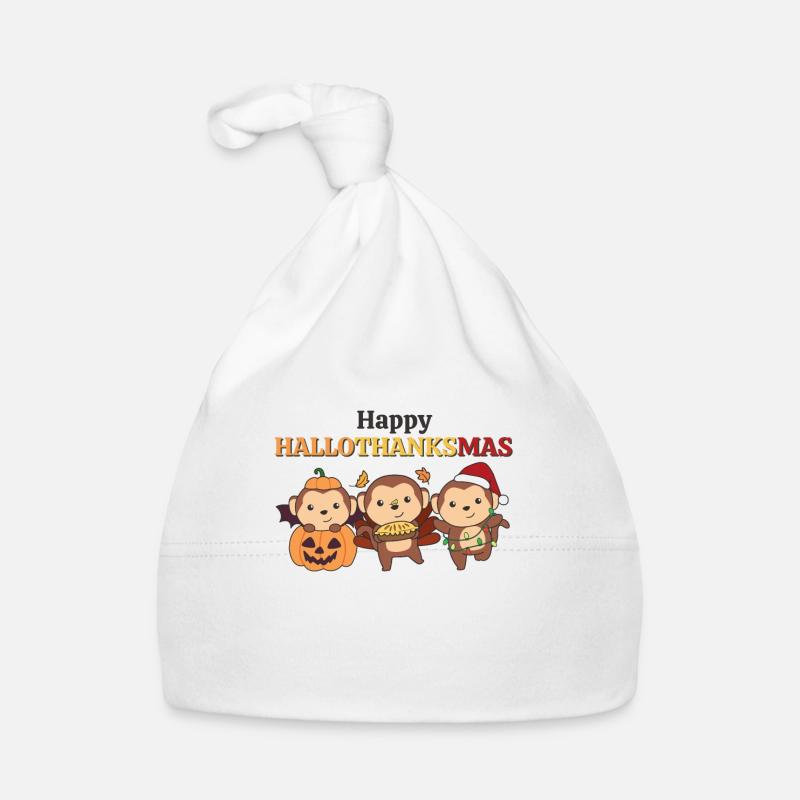 Happy Hallothanksmas Affe Weihnachts Affen Baby Bio-Mütze