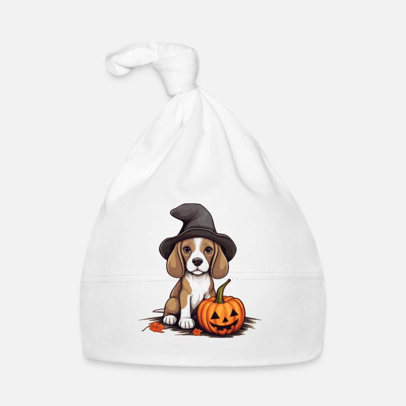 Halloween Witch Hat Pumpkin Dog Beagle Organic Baby Cap