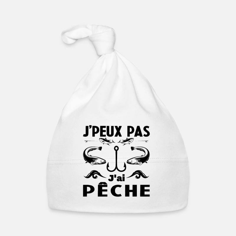 J'Peux Pas J'Ai Pêcheur Pêche - Bonnet bio Bébé - blanc