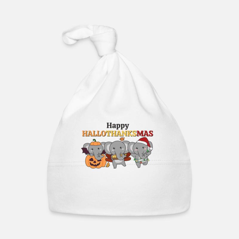 Happy Hallothanksmas Elefant Weihnachts Elefanten Baby Bio-Mütze