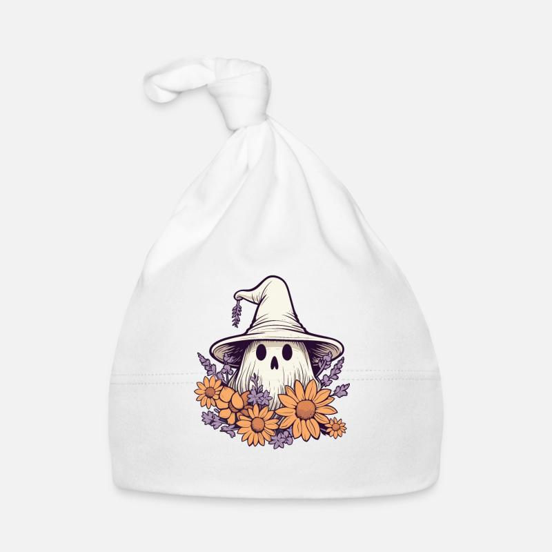 Halloween Groovy Ghost Hippie Fleurs Bonnet bio Bébé