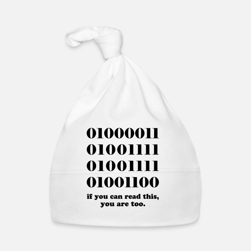 Cadeau développeurs de code binaire informatique - Bonnet bio Bébé - blanc