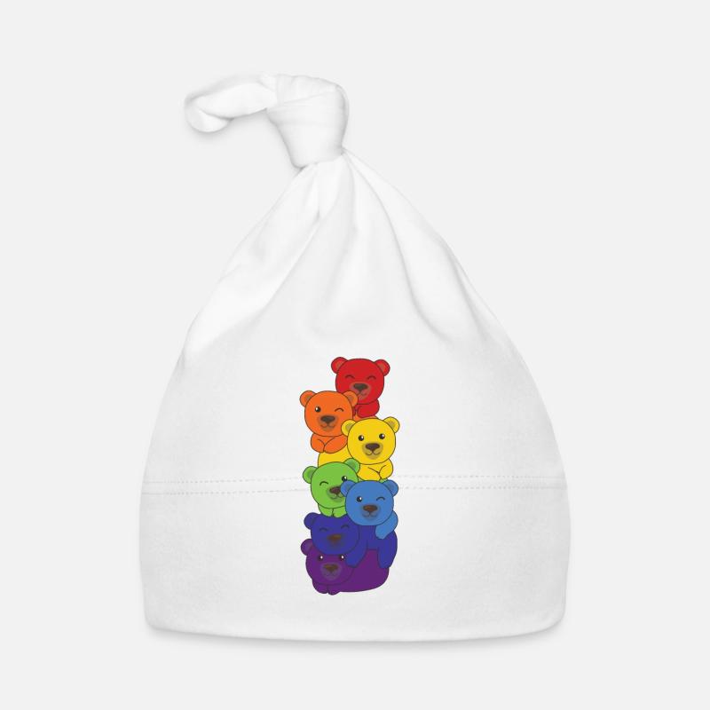 Rainbow Bear Cute Colorful Bear for Kids Organic Baby Cap