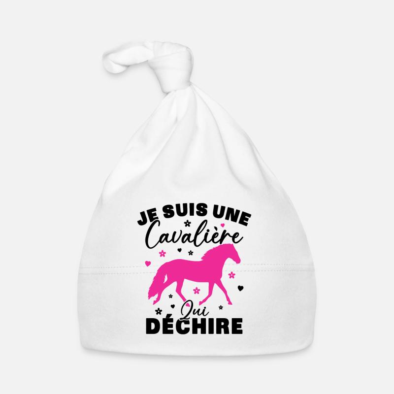 Cadeau Une cavalière équitation cheval qui déchire - Bonnet bio Bébé - blanc