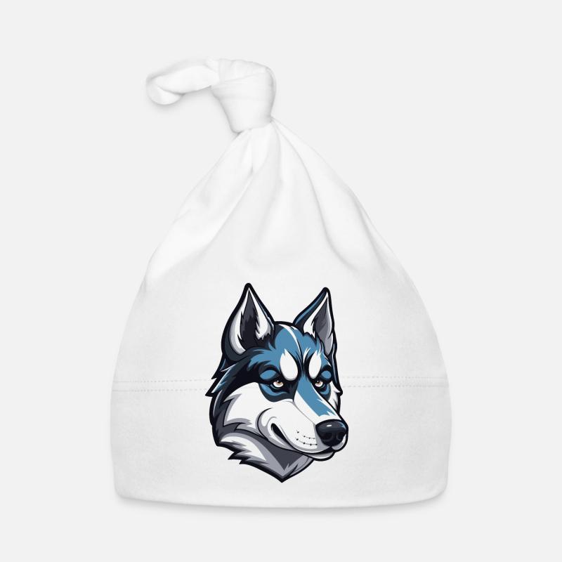 Husky Dog Head Organic Baby Cap