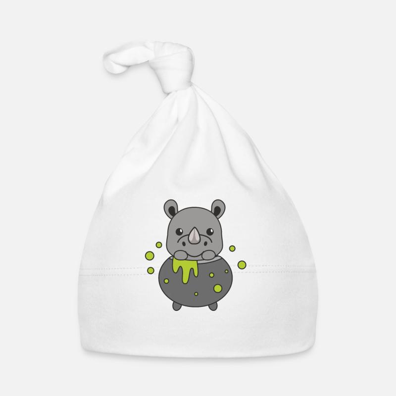 Rhinoceros Happy Halloween Cauldron Bat Organic Baby Cap