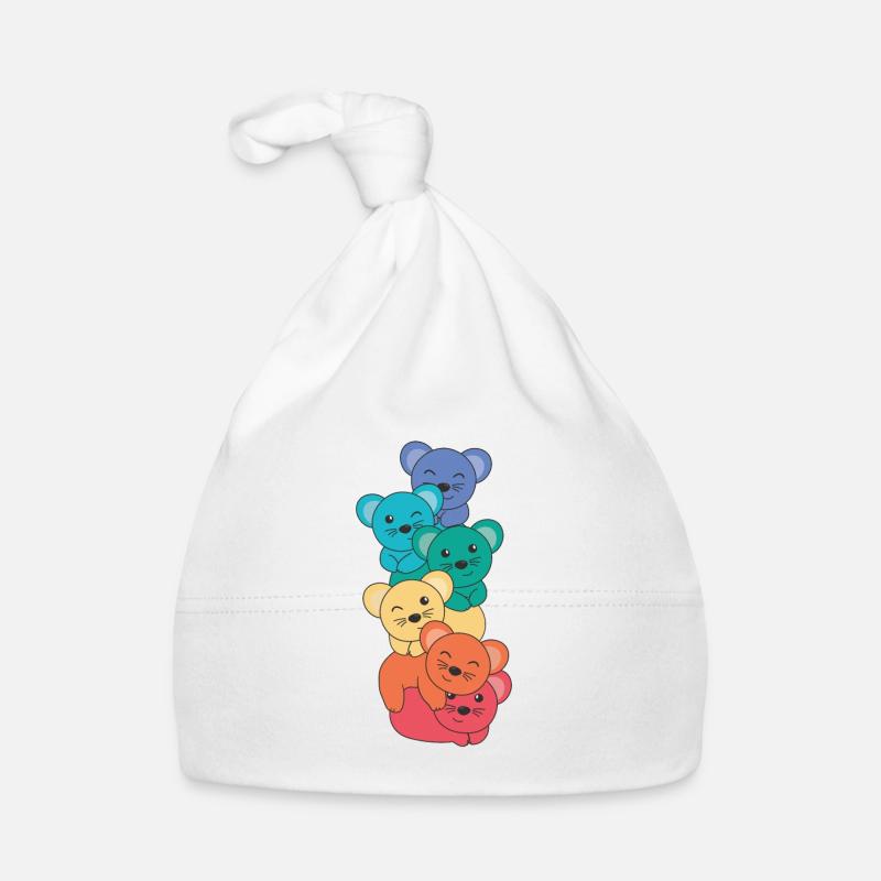 Rainbow Mouse Cute Colorful Mouse for Kids Organic Baby Cap