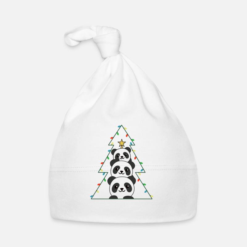 Panda Arbre de Noël Animaux de Noël Pandas - Bonnet bio Bébé - blanc