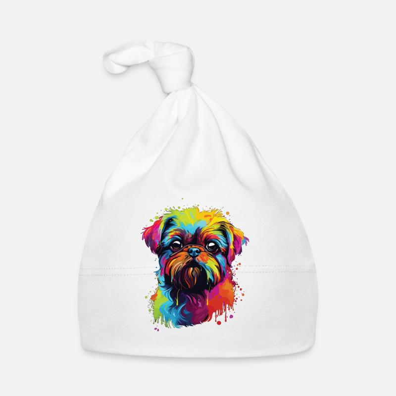 Watercolor Colorful Belgian Dwarf Griffons Organic Baby Cap