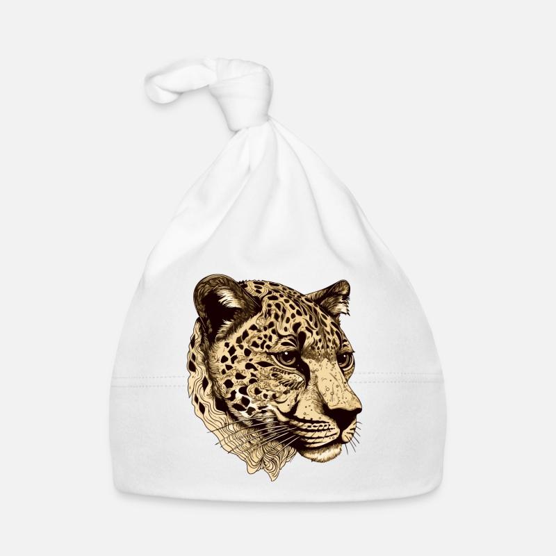 Animal tête de guépard - Bonnet bio Bébé - blanc