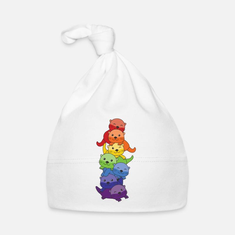 Rainbow Flag Pride LGBTQ Cute Otter Stack Organic Baby Cap