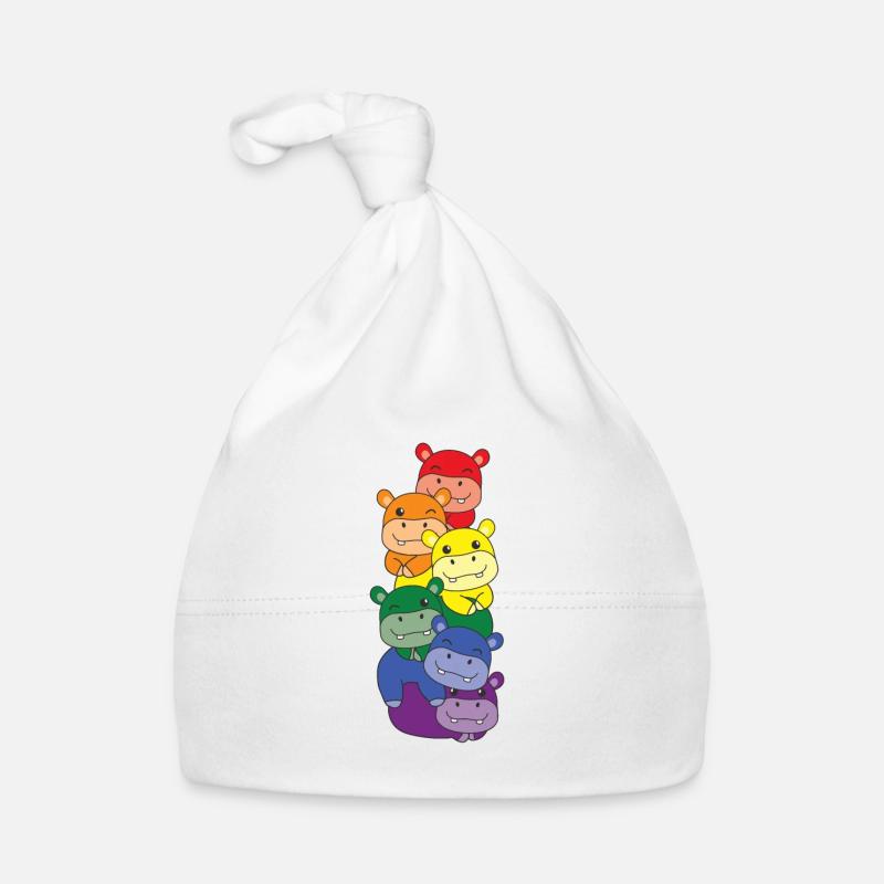 Regenbogen Flag Pride LGBTQ süßer Hippo Stapel Baby Bio-Mütze