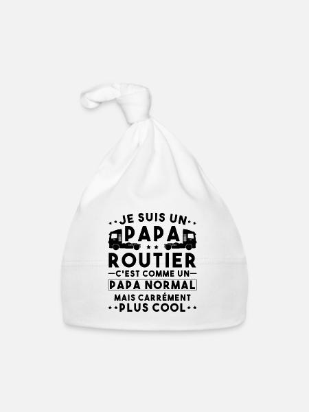 je suis un papa routier / humour papa routier - Bonnet bio Bébé - blanc - Devant