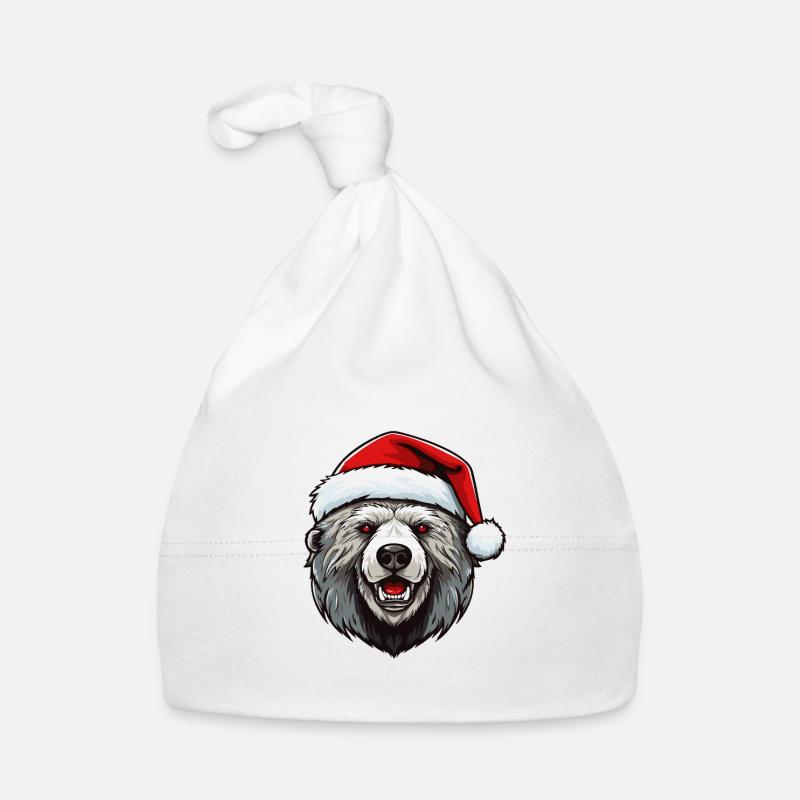 Bear Portrait Christmas Organic Baby Cap