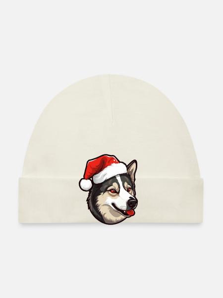 Akita Dog Christmas Funny Xmas - Organic Baby Cap - white - Front
