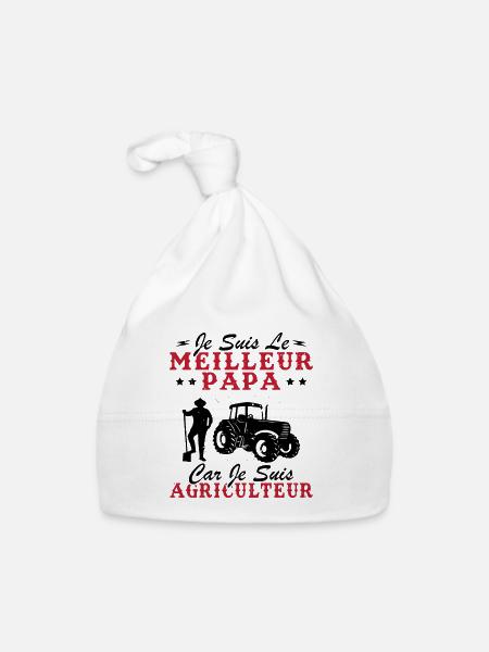 Je suis le meilleur papa car je suis Agriculteur - Bonnet bio Bébé - blanc - Devant