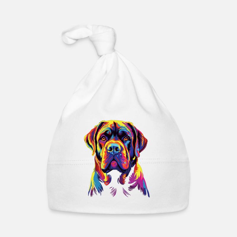 Aquarelle colorée Mastiff Bonnet bio Bébé