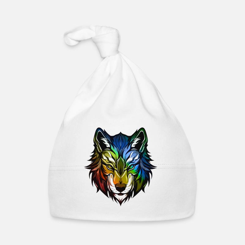 Wolf Head Colorful Organic Baby Cap