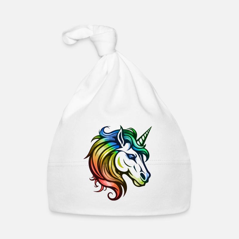 Einhorn Kopf Bunt Baby Bio-Mütze