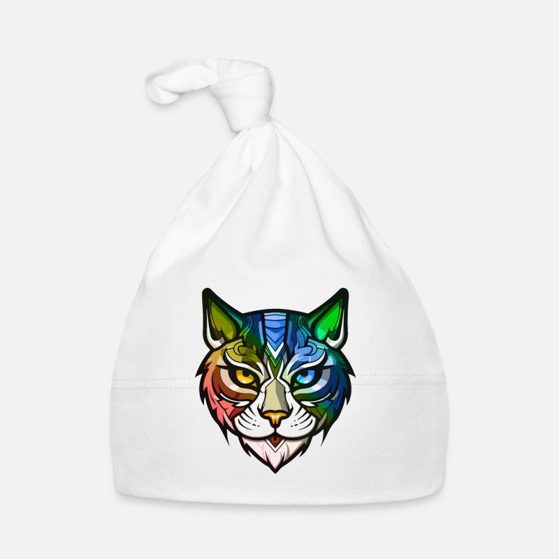 Tête de chat colorée Bonnet bio Bébé