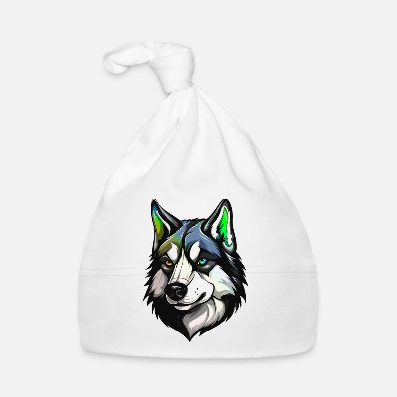 Husky Hund Kopf Bunt Baby Bio-Mütze