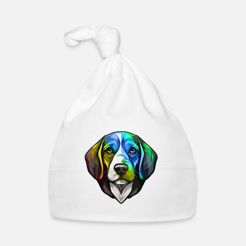 Tête de chien Beagle colorée Bonnet bio Bébé