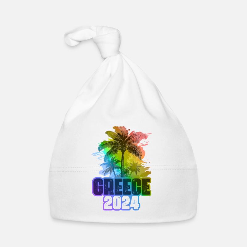 Grèce 2024 Vacances Palmiers Multicolores Bonnet bio Bébé