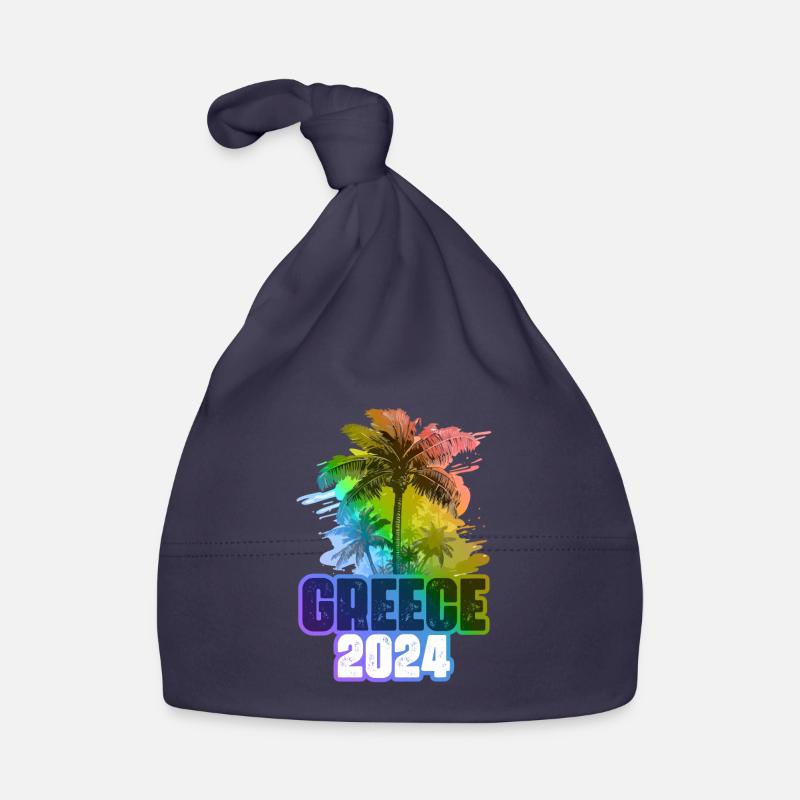 Greece 2024 Urlaub Palmen Bunt Baby Bio-Mütze