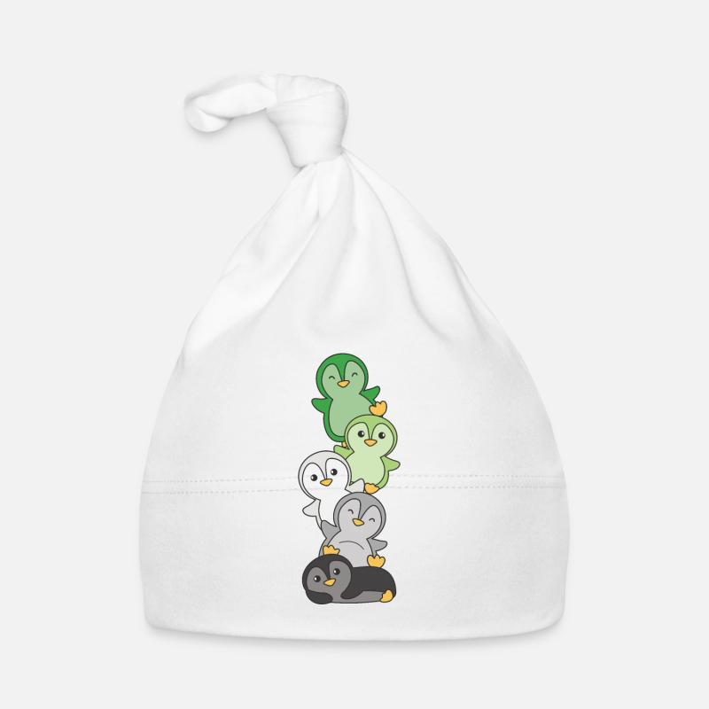 Aromantik Flag Pride LGBTQ süßer Pinguin Stapel Baby Bio-Mütze