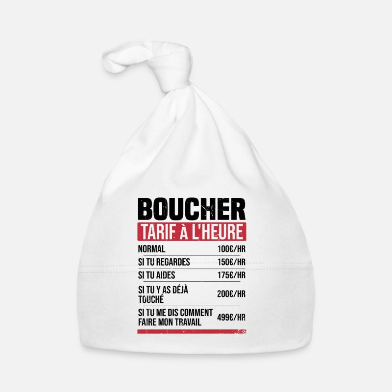 Boucher tarif à l'heure idée cadeau humour Bonnet bio Bébé