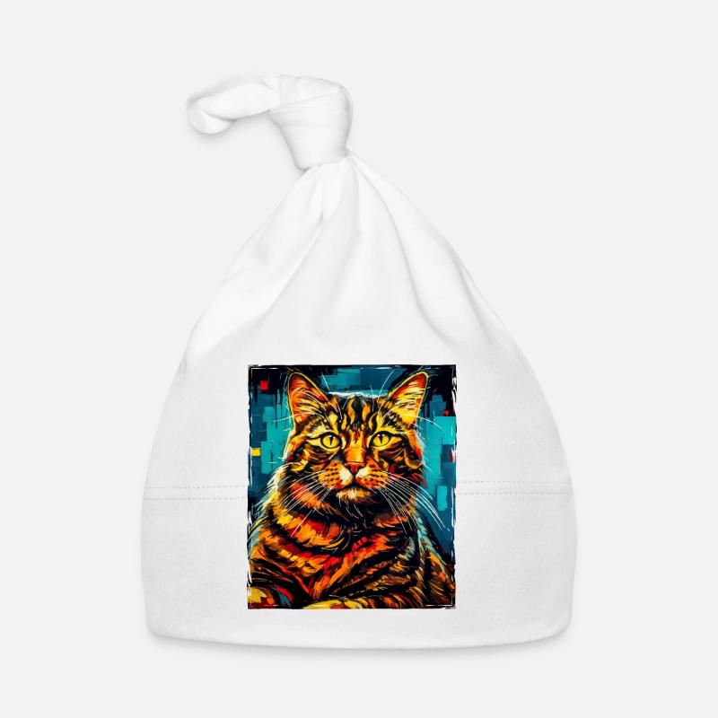 Tête de Portrait de chat Bonnet bio Bébé