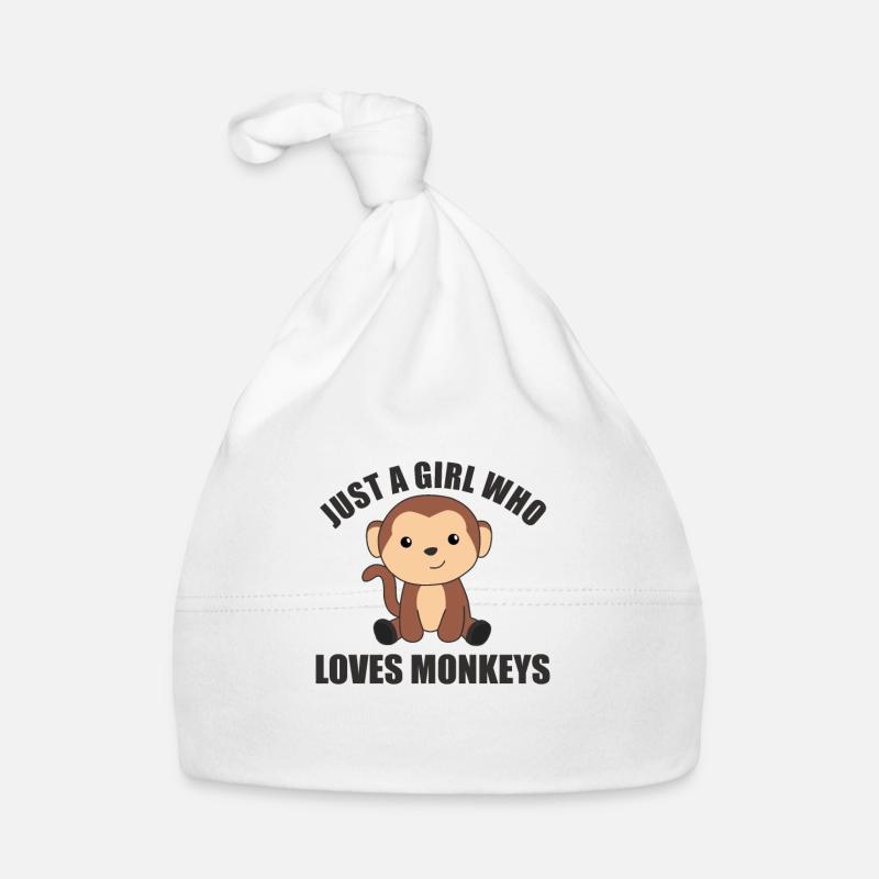 Juste une fille qui aime les singes - singe mignon Bonnet bio Bébé