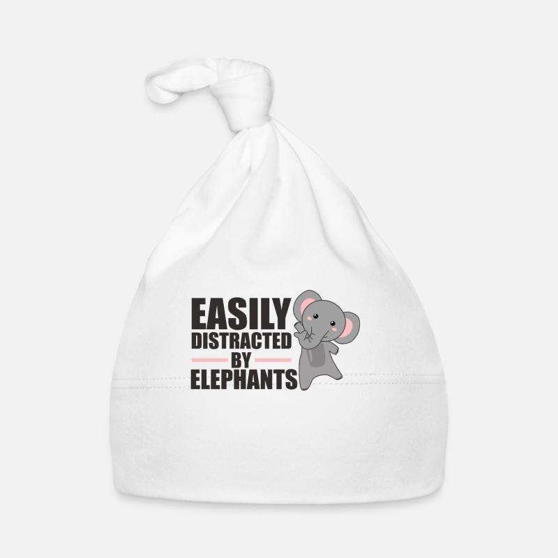 Facilement distrait par les éléphants - éléphant mignon Bonnet bio Bébé