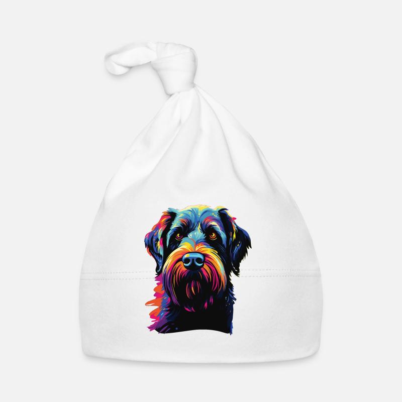 Aquarelle colorée Schnauzer géant Bonnet bio Bébé
