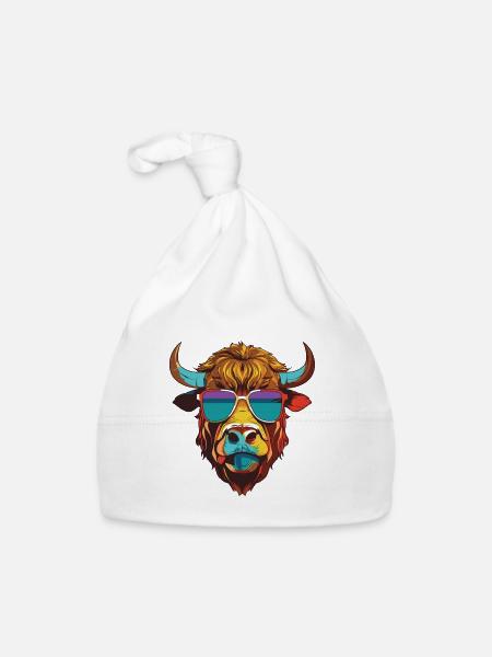 Bull Head Portrait Cool Taurus - Organic Baby Cap - white - Front
