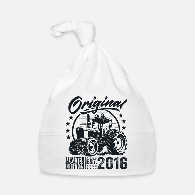Original 2016 Anniversaire 2016 Fermier Tracteur Bonnet bio Bébé