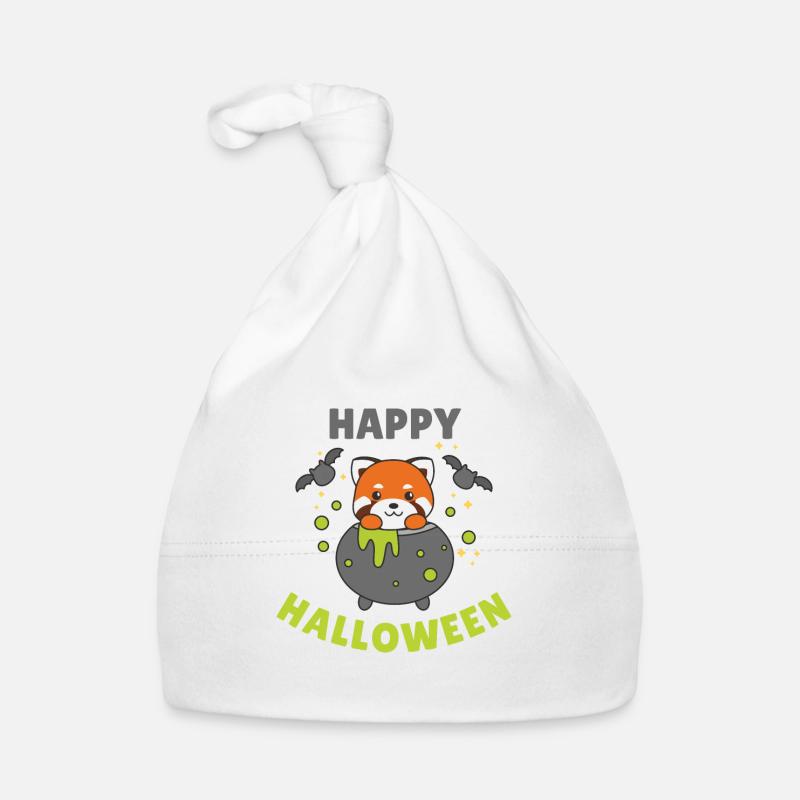 Red Panda Happy Halloween Witch's Cauldron Bat Organic Baby Cap