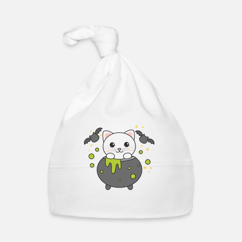 Chat Joyeux Halloween Chaudron de la sorcière Chauve-souris Bonnet bio Bébé