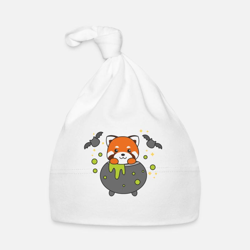 Red Panda Happy Halloween Witch's Cauldron Bat Organic Baby Cap
