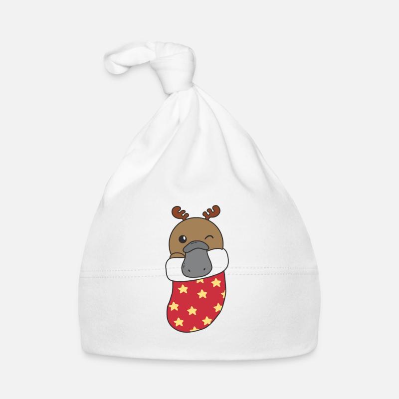 Cute platypus in Christmas sock too Organic Baby Cap