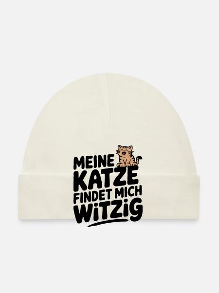 Meine Katze findet mich witzig, Katze Haustier - Baby Bio-Mütze - Weiß - Vorne