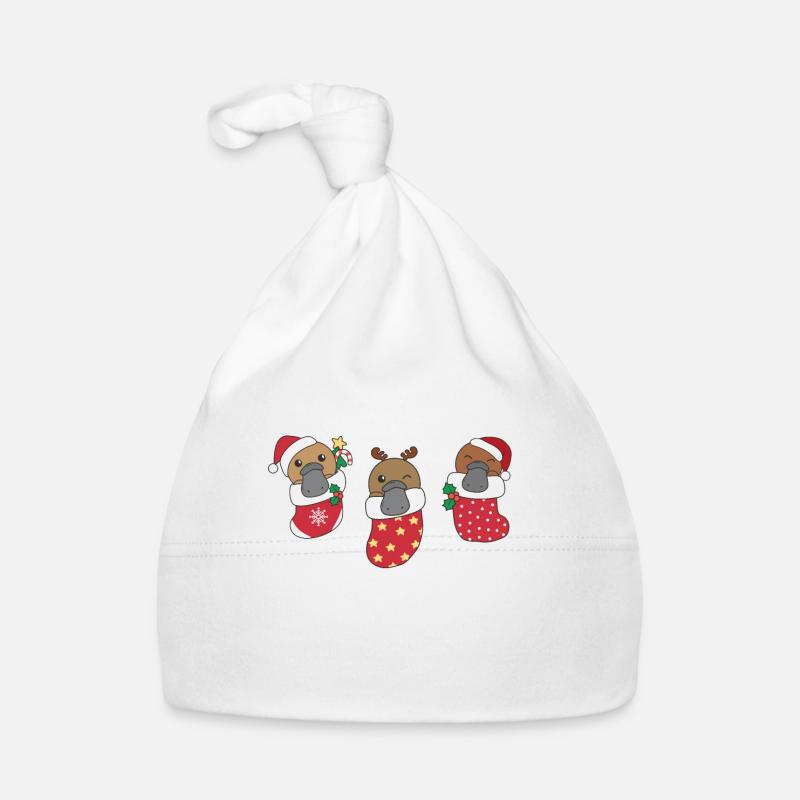 Mignon ornithorynque en chaussette de Noël aussi Bonnet bio Bébé