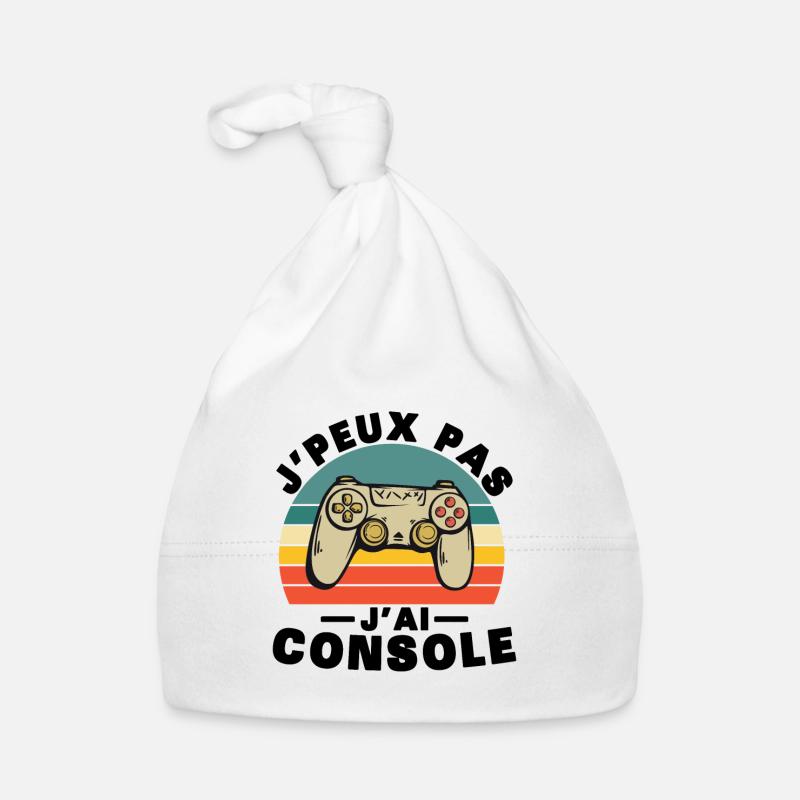 Je Peux Pas J'ai Console Humour Cadeau - Bonnet bio Bébé - blanc