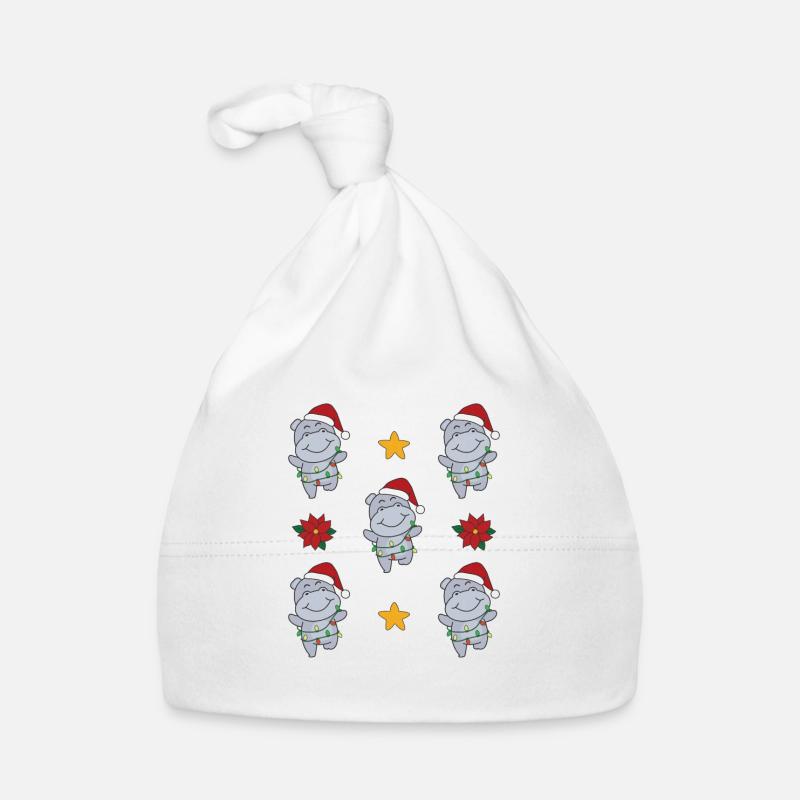 Hippopotame Noël Animaux d’hiver Hippopotames Bonnet bio Bébé